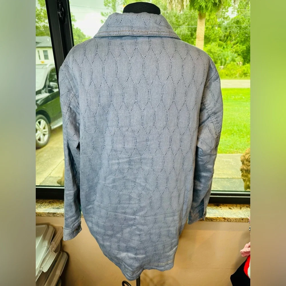 Jachs Girlfriend Blue quilted chore-style jacket size Large - Picture 5 of 7